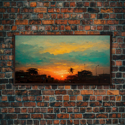 Los Angeles canvas print, sunset art, Los Angeles at Sunset, California, living room wall art, guest room wall art