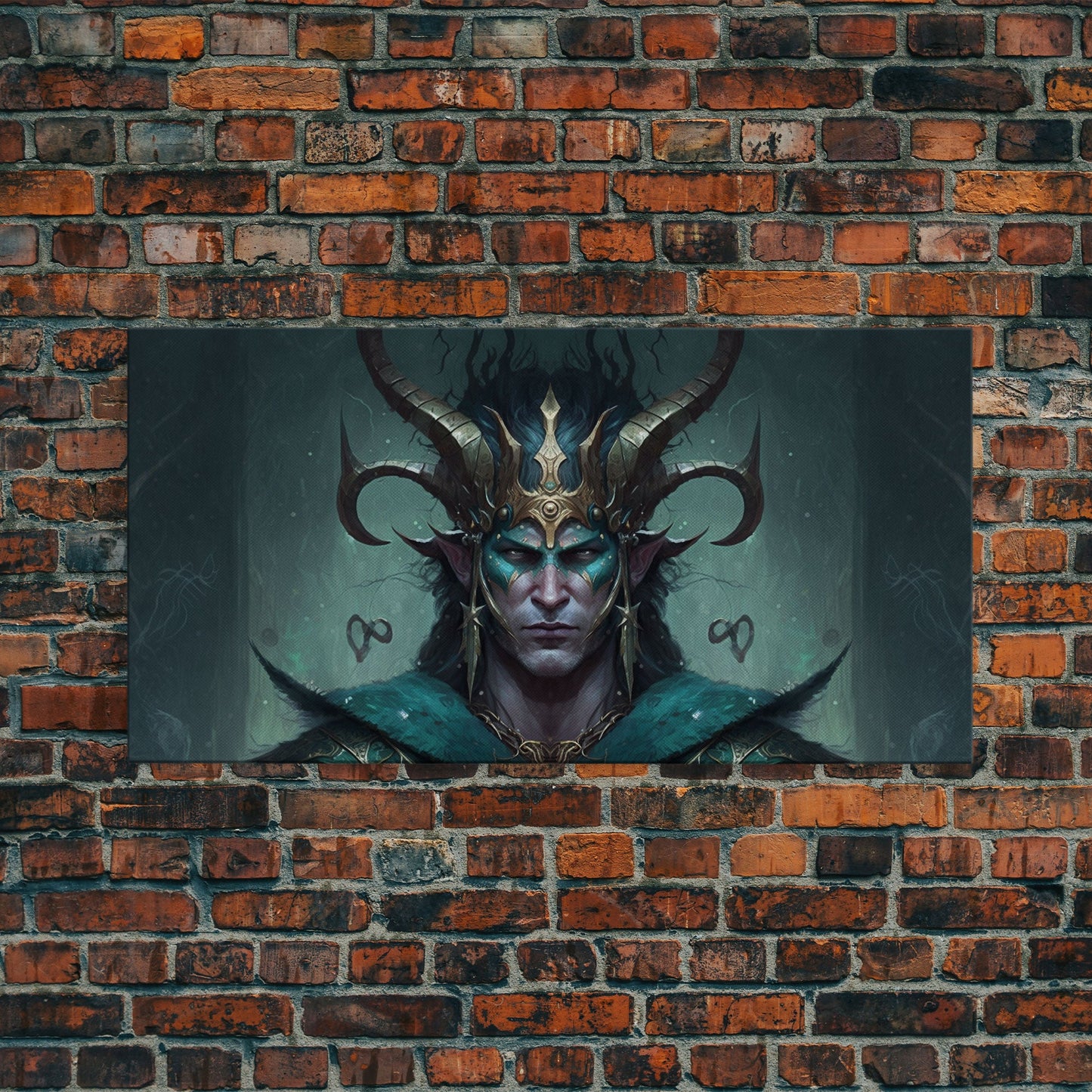 Aesthetic Loki the Trickster God, Norse Mythology, Framed Canvas Print, Extra Large Art, Fantasy Decor, Pastel Aesthetic Art