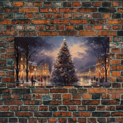 Christmas Village Winter Wonderland Wall Art Framed Canvas Print -  Christmas Wall Art - First Christmas - Christmas Tree Art Holiday Decor