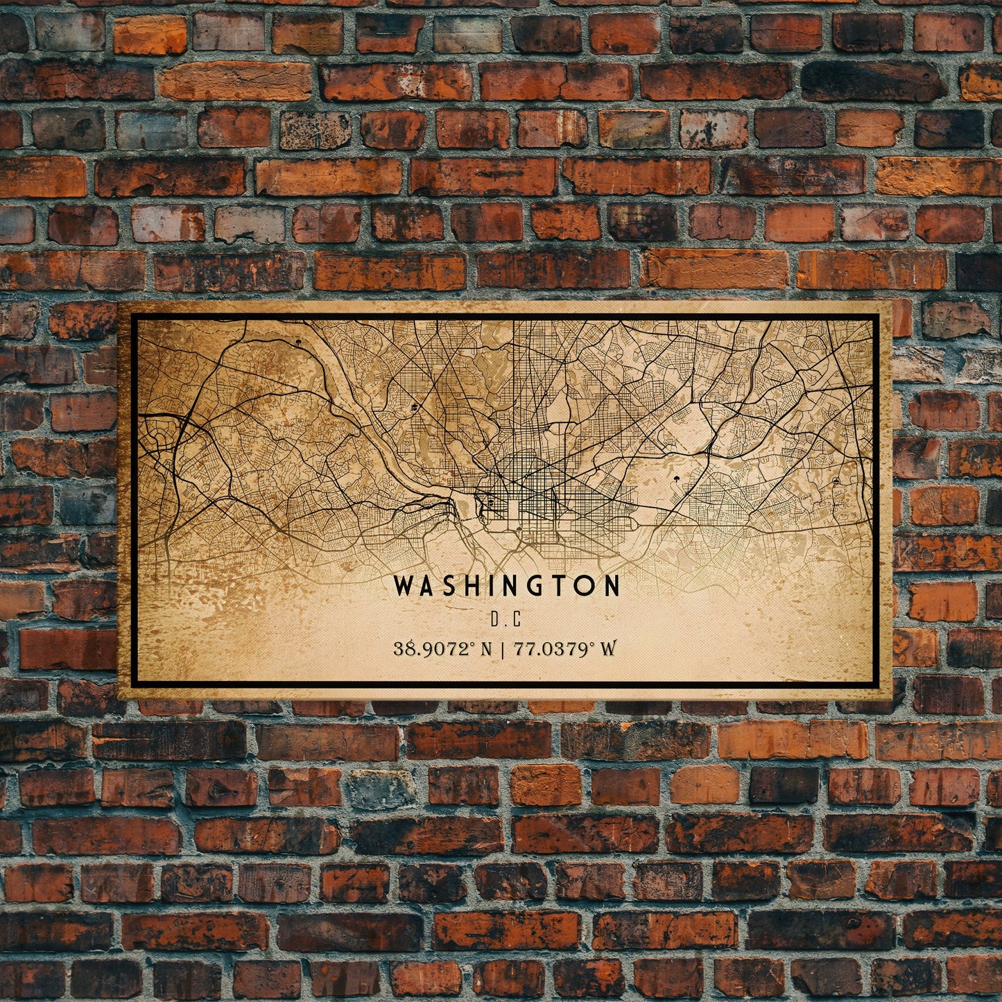 Vintage Washington map print poster or framed canvas | Washington dc city map print poster canvas | District of Columbia print poster canvas