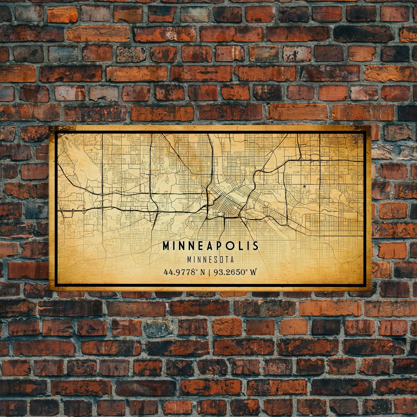 Minneapolis map print poster or framed canvas, Minnesota map print poster canvas, Minneapolis road map print poster canvas