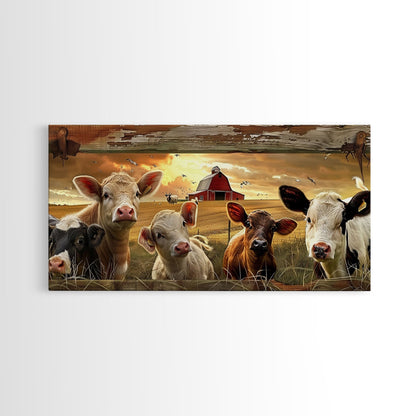 Charming desert garden with blooming cacti and sunset, Framed Canvas Print, perfect for rustic farmhouse living room art