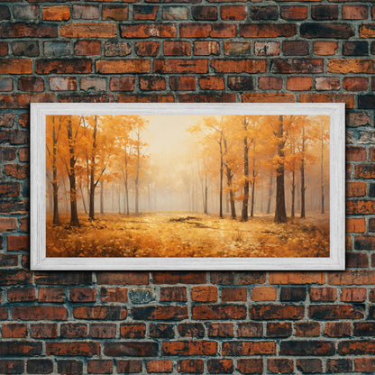 Fall Decor Framed Canvas Print | Trees With Falling Leaves | Fall Wedding Decor | Fall Home Decor | Fall Wall Decor | Rustic Fall Decor