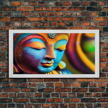 Colorful Buddha Canvas Wall Art, Framed Canvas Print, Buddhism Print, Yoga, Zen Wall Art, Buddha Decor