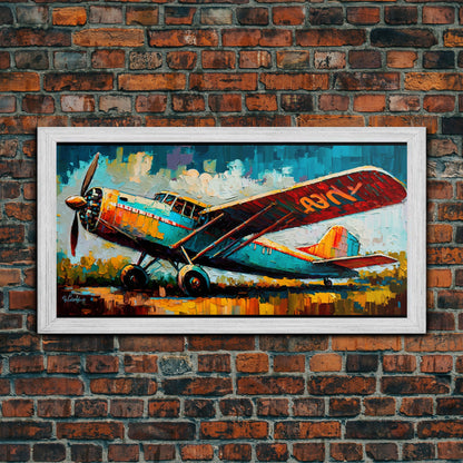 Aeroplane Art, Antique Airplane Painting Canvas Print, Framed Canvas Art, Above Sofa Art, Gift for RC Plane Pilot