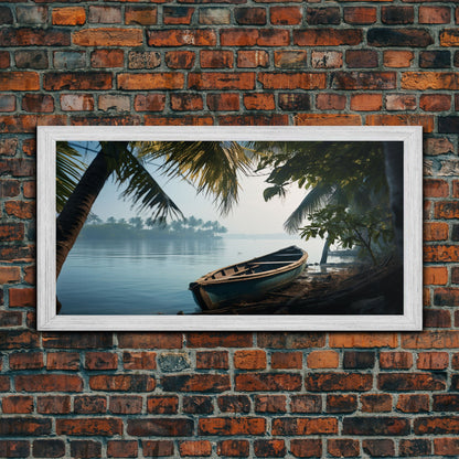 An Abandoned Canoe In The Florida Everglades - Florida Art - Framed Canvas Print - Liminal Spaces - Cool Wall Art - Eclectic Decor