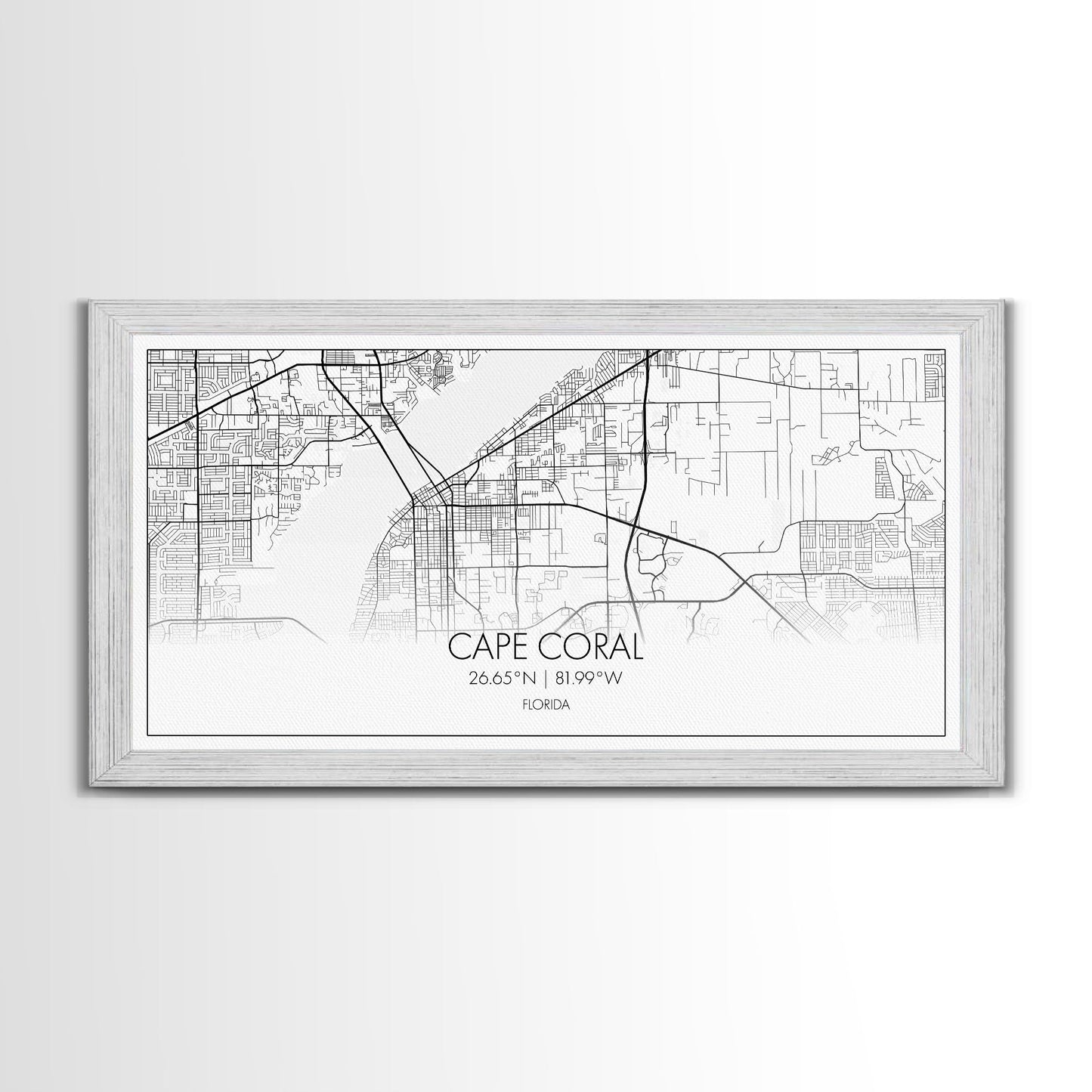 Cape Coral Street Map, Florida Map, Map Print, Modern Art, Wall Art, Canvas Art, Rustic Décor, Bedroom Décor Women, Gift For The Home