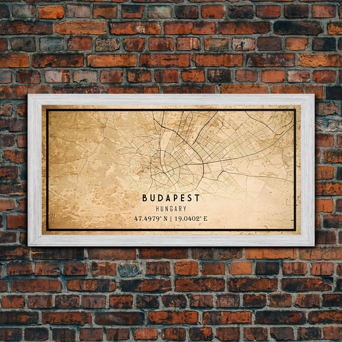Budapest Hungary map print poster or framed canvas, Budapest map print poster canvas, Budapest map print poster canvas, Vintage Travel Art