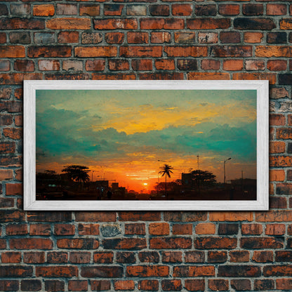 Los Angeles canvas print, sunset art, Los Angeles at Sunset, California, living room wall art, guest room wall art