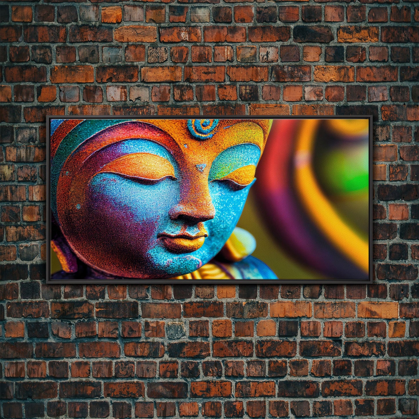 Colorful Buddha Canvas Wall Art, Framed Canvas Print, Buddhism Print, Yoga, Zen Wall Art, Buddha Decor