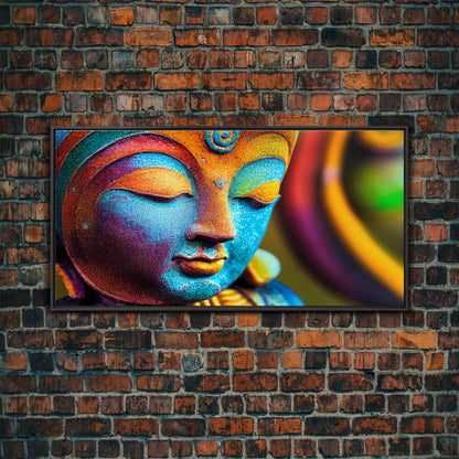 Colorful Buddha Canvas Wall Art, Framed Canvas Print, Buddhism Print, Yoga, Zen Wall Art, Buddha Decor