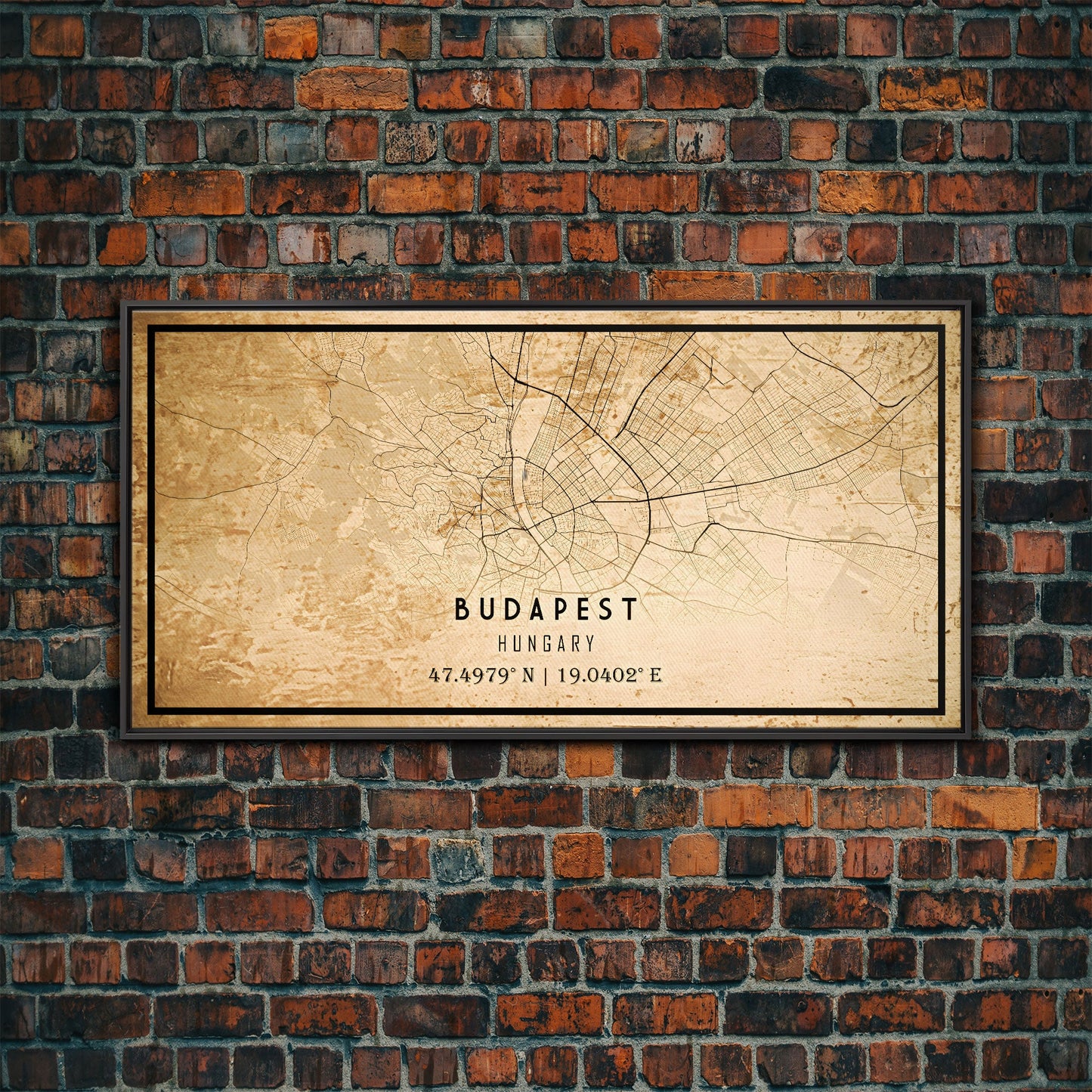 Budapest Hungary map print poster or framed canvas, Budapest map print poster canvas, Budapest map print poster canvas, Vintage Travel Art