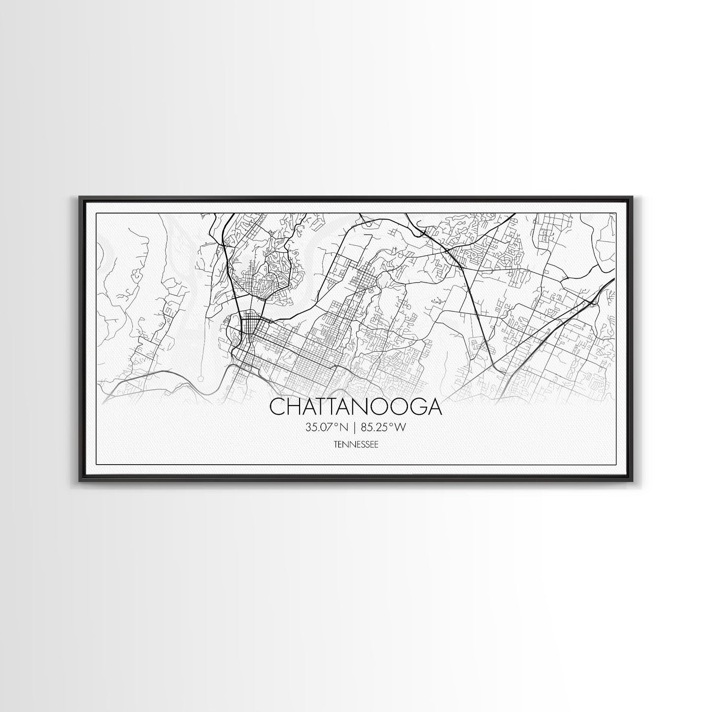 Chattanooga Street Map, Tennessee Map, Map Print, Modern Art, Wall Art, Canvas Art, Cute Room Décor, Wall Art Canvas, Trendy Wall Art