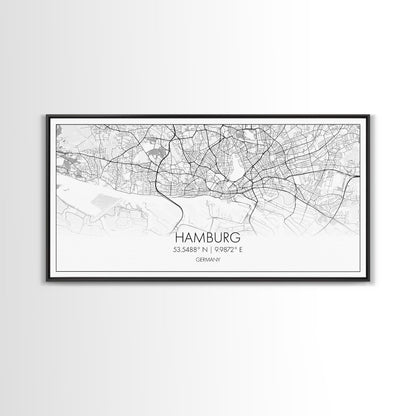 Stadtplan von Hamburg, Deutschlandkarte, Kartenkunst, Minimalistische Kunst, Wandbild, Leinwandbild, Europa-Wandbild, Geschenkideen für Väter, Wandbild fürs Büro, Einzigartige Kunst