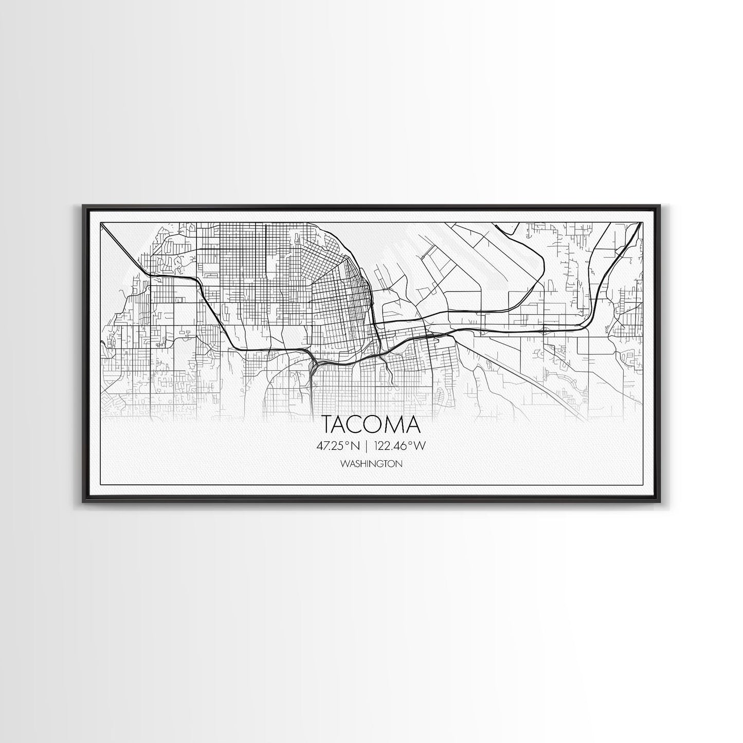 Stadtplan von Tacoma, Washington-Kunst, Kartendruck, Moderne Wandkunst, Wandbild, Leinwandbild, Geschenkidee für Zuhause, Wanddekoration im Landhausstil, Stadtwandkunst