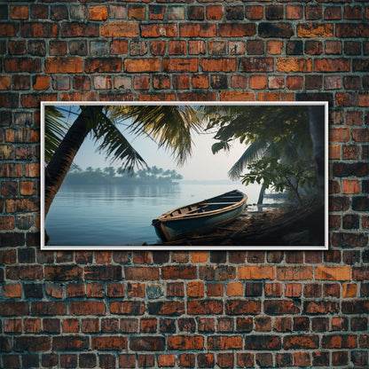 An Abandoned Canoe In The Florida Everglades - Florida Art - Framed Canvas Print - Liminal Spaces - Cool Wall Art - Eclectic Decor