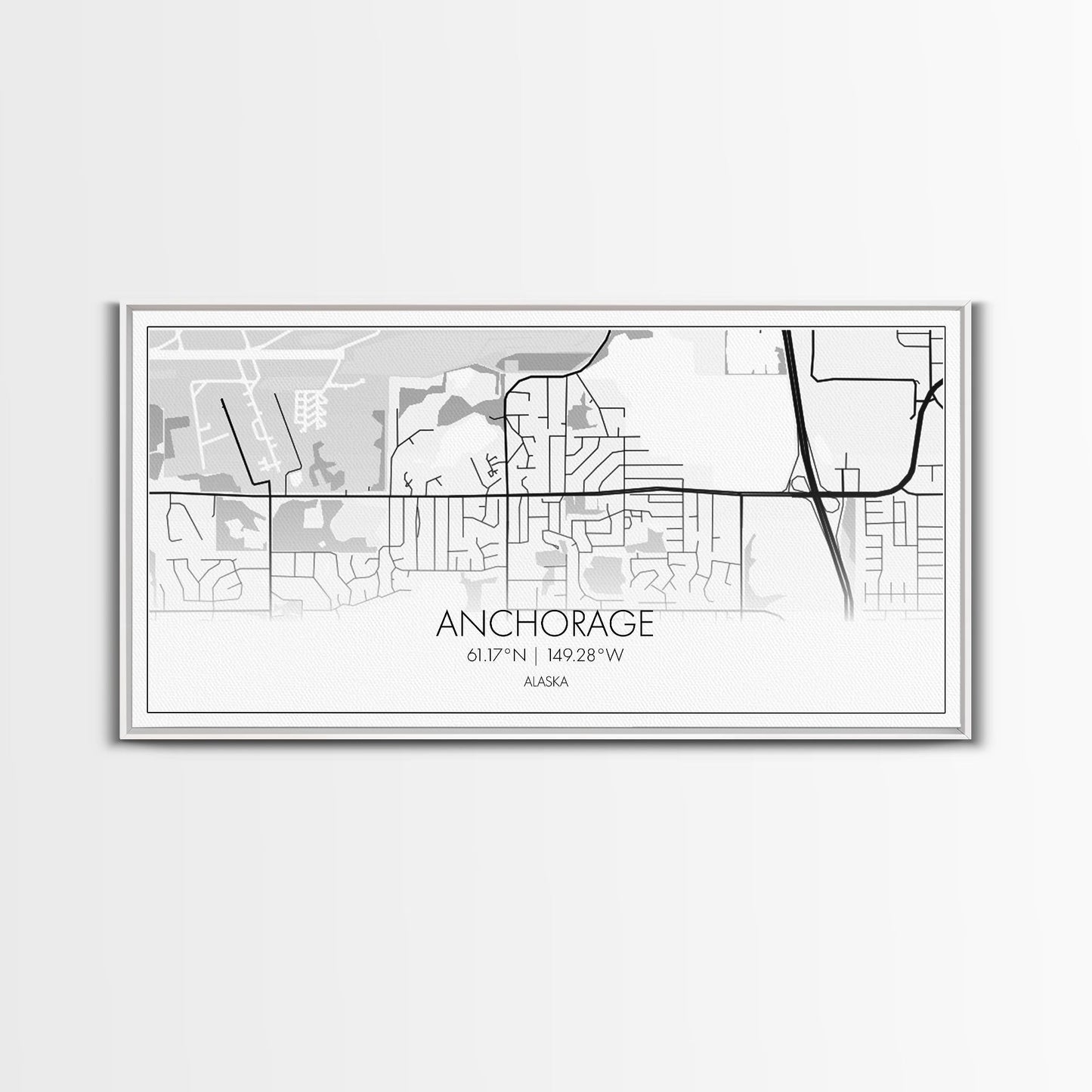 Anchorage Street Map, Alaska Map, Map Print, Modern Art, Wall Art, Canvas Print, Bedroom Décor, City Map Wall Art, Minimalist Décor, Prints