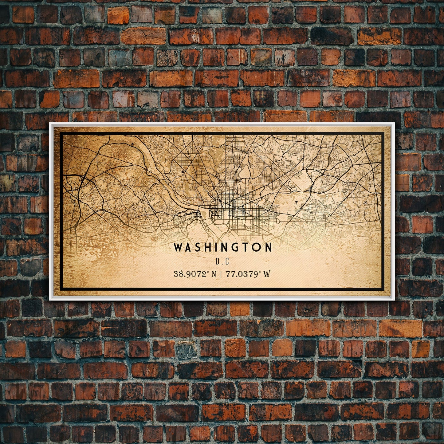 Vintage Washington map print poster or framed canvas | Washington dc city map print poster canvas | District of Columbia print poster canvas