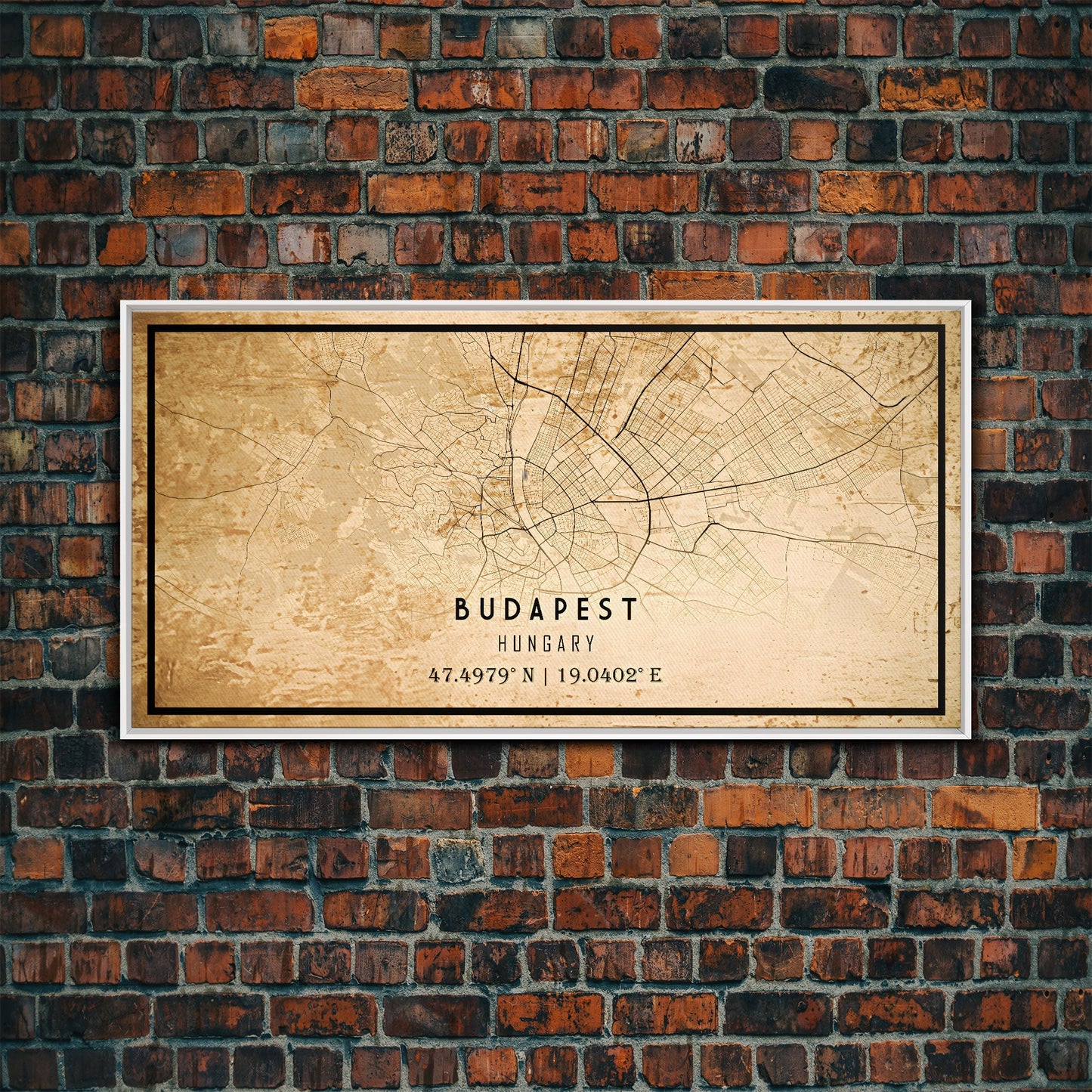 Budapest Hungary map print poster or framed canvas, Budapest map print poster canvas, Budapest map print poster canvas, Vintage Travel Art