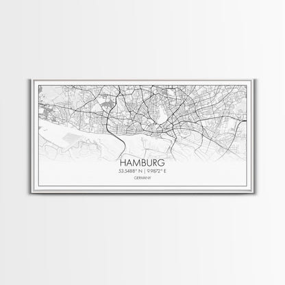 Stadtplan von Hamburg, Deutschlandkarte, Kartenkunst, Minimalistische Kunst, Wandbild, Leinwandbild, Europa-Wandbild, Geschenkideen für Väter, Wandbild fürs Büro, Einzigartige Kunst