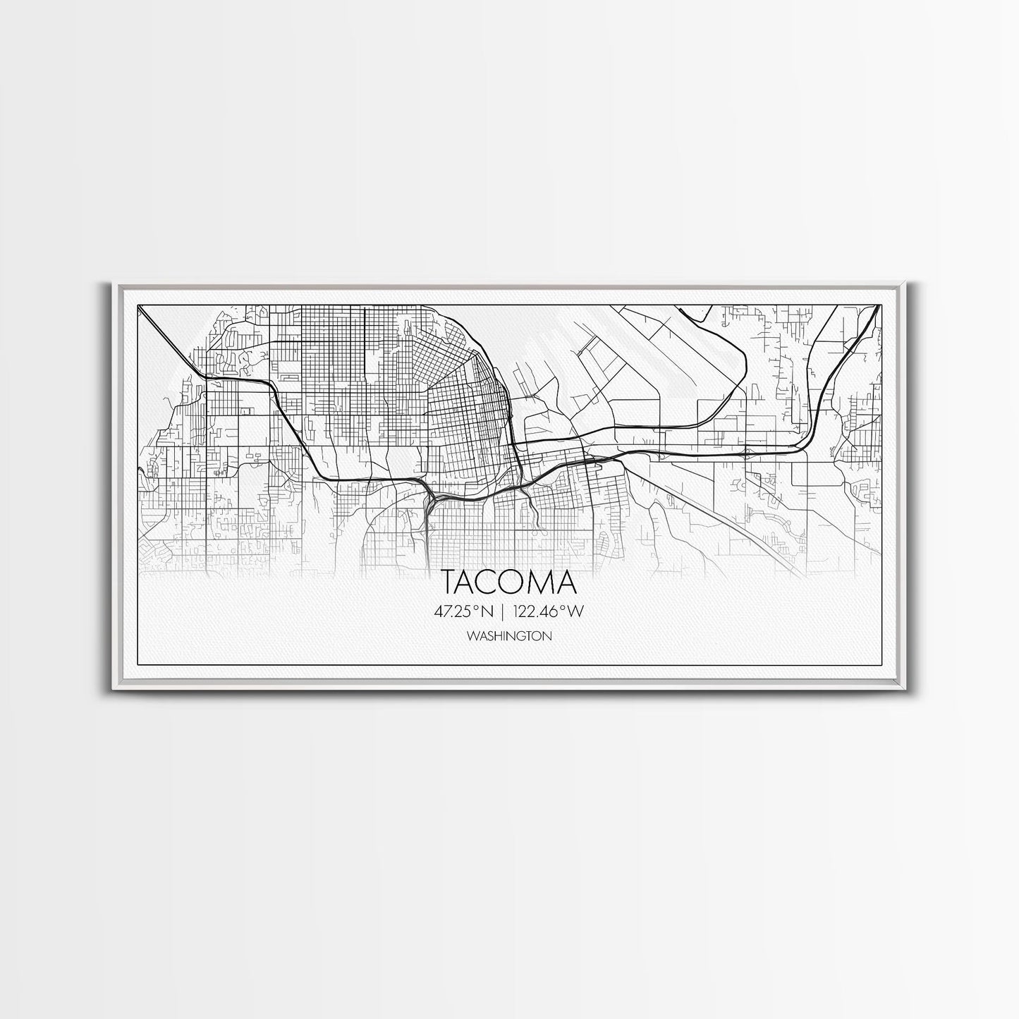 Stadtplan von Tacoma, Washington-Kunst, Kartendruck, Moderne Wandkunst, Wandbild, Leinwandbild, Geschenkidee für Zuhause, Wanddekoration im Landhausstil, Stadtwandkunst