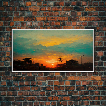 Los Angeles canvas print, sunset art, Los Angeles at Sunset, California, living room wall art, guest room wall art