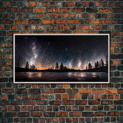 Canvas Wall Art Landscape Mountains Nature Painting Prints Minimalist Modern Home Artwork Decoration Night Sky With Stars