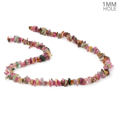 2x2-3x7mm Multi Color Tourmaline Chip Beads 15.5 inch 180 pieces 1mm hole
