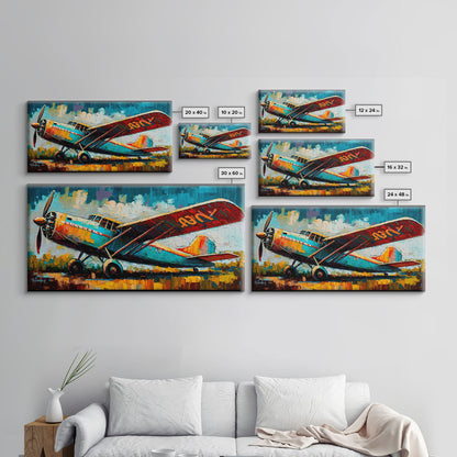 Aeroplane Art, Antique Airplane Painting Canvas Print, Framed Canvas Art, Above Sofa Art, Gift for RC Plane Pilot
