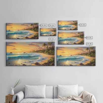Beach Wall Art, Tropical Art Print, Palm Trees Wall Art, Panoramic Art, Wall Art, Canvas Art, Landscape Art, Landscape Print, Travel Print