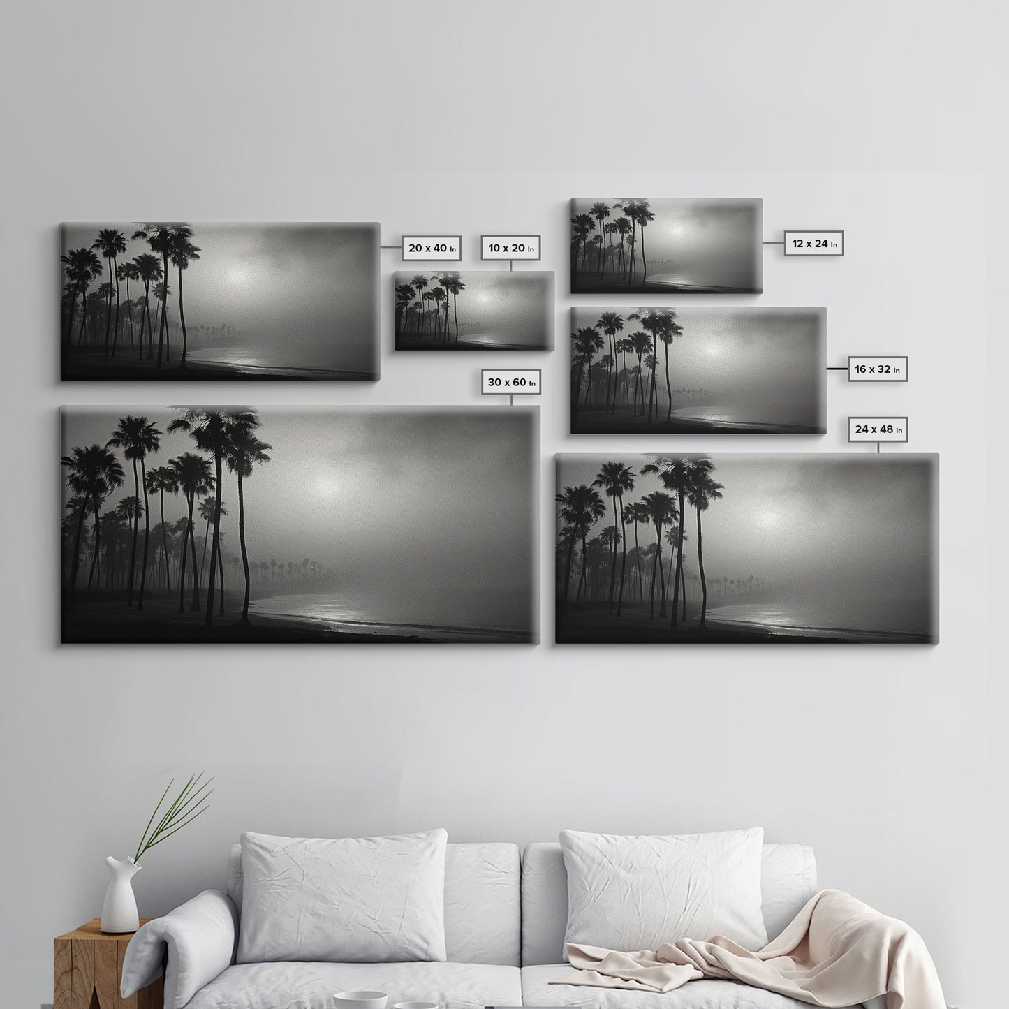 Black And White Florida Rain Storm, Framed Canvas Print, Liminal Art, Liminal Spaces, Framed Wall Art, Office Decor, Dark Moody Art