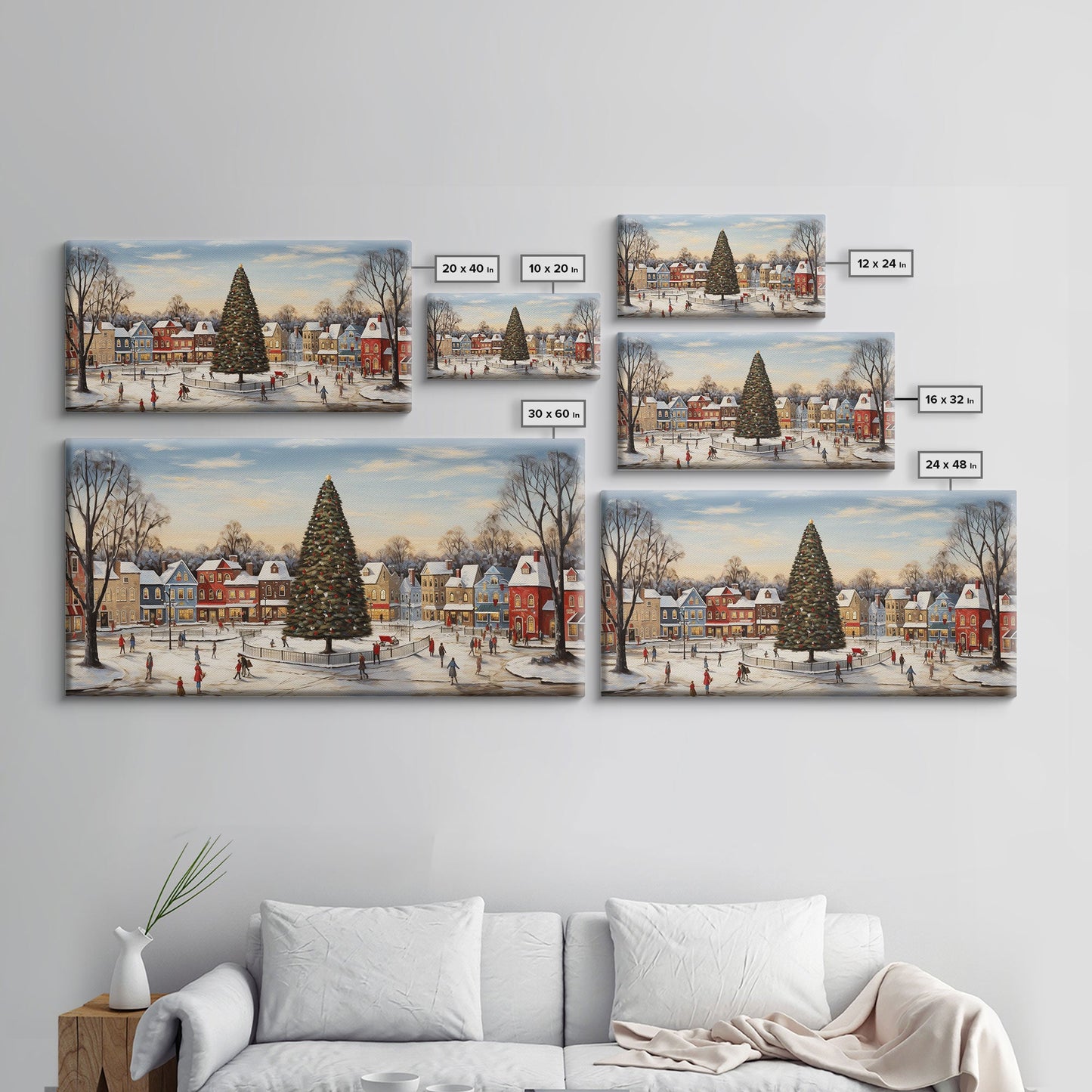 Christmas Tree In Town Square Framed Christmas Wall Art - Framed Christmas Art - Canvas Art - St. Nicholas - Winter Wonderland Centerpiece