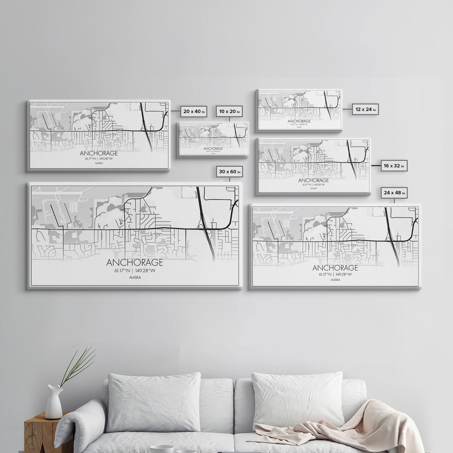 Anchorage Street Map, Alaska Map, Map Print, Modern Art, Wall Art, Canvas Print, Bedroom Décor, City Map Wall Art, Minimalist Décor, Prints