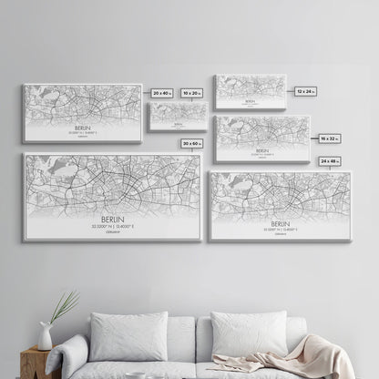 Berlin Street Map, Germany Map, Map Print, Modern Art, Wall Art, Canvas Print, Gift For New Home, Couples Décor, Minimalist Wall Art
