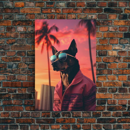 Chihuahua Wall Print, Dog Wall Art, Dog Sunglasses, Dog In Pink Jacket, Funny Art, Framed Wall Art, Framed Canvas, Wall Print, Wall Canvas