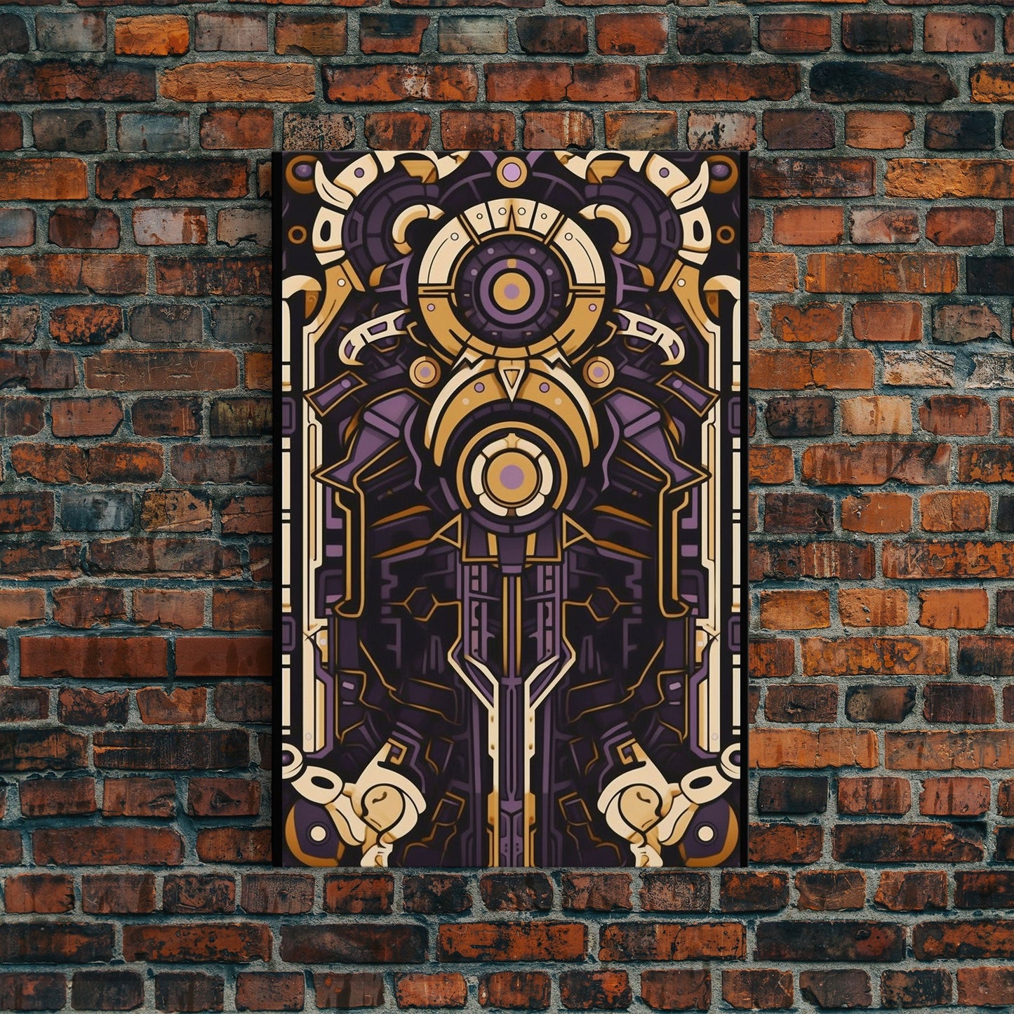 Art Deco Pattern Wall art, Framed Canvas Print, Art Deco, Patterns art, Yellow & purple art, Ornament art, Colorful painting, Light colors