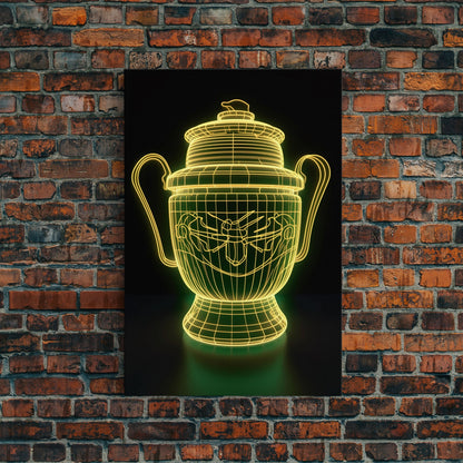 3D Trophy Wall Decor, Yellow Art Print, Glowing Art, Minimalist Print, Wall Decor, Canvas Print, Wall Art, Framed Canvas