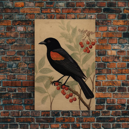 Black And Orange Bird Wall Art, Oriole Wall Decor, Animal Wall Art, Minimalist Print, Wall Decor, Canvas Print, Wall Art, Framed Canvas