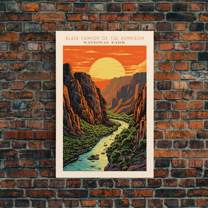 Black Canyon Of The Gunnison National Park Travel Poster Print, Canvas Print Wall Art, Colorado Travel Art, Midcentury Modern Travel Decor