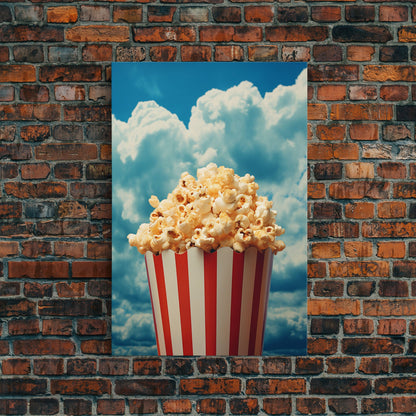 Popcorn, Game Room Wall Art, Movie Room Art, Canvas Print, Wall Hanging, Portrait Art, Minimalist Wall Art, Kitchen Wall Decor, Hostess Gift