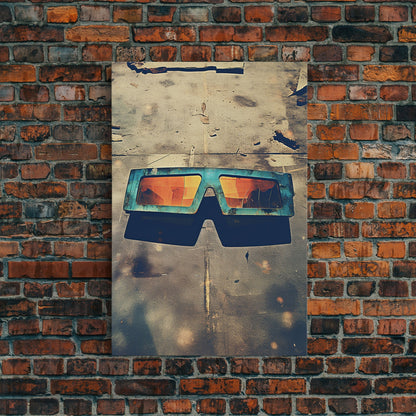Retro Sunglasses, Retro Art, Minimalist Wall Art, Canvas Print, Wall Hanging, Portrait Art, Office Wall Decor, Living Room Prints, RV Decor