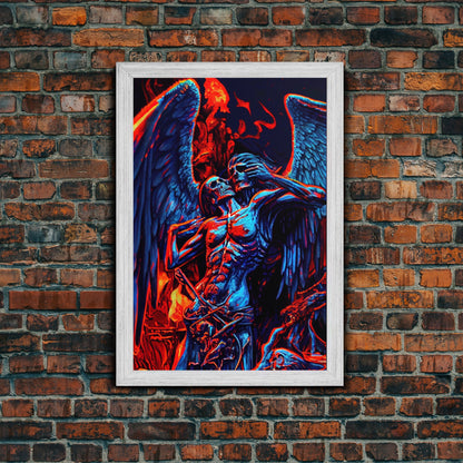 Gothic Angel, Horror Decor, Framed Canvas Print, Fallen Angel
