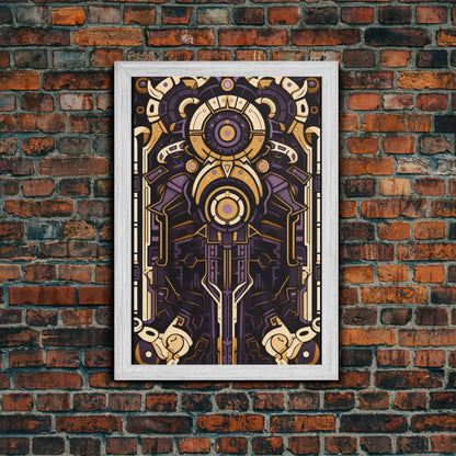 Art Deco Pattern Wall art, Framed Canvas Print, Art Deco, Patterns art, Yellow & purple art, Ornament art, Colorful painting, Light colors