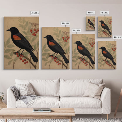 Black And Orange Bird Wall Art, Oriole Wall Decor, Animal Wall Art, Minimalist Print, Wall Decor, Canvas Print, Wall Art, Framed Canvas