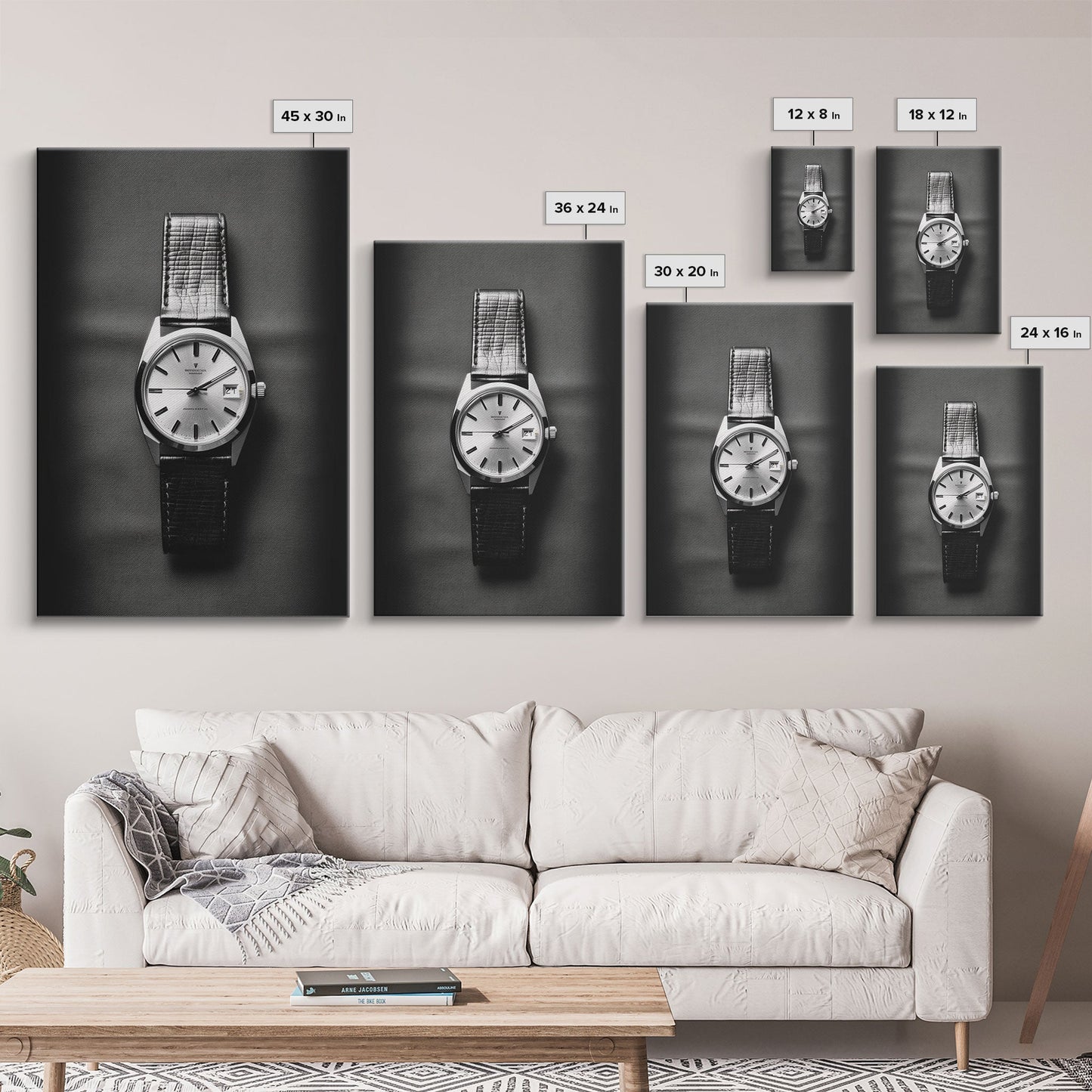 Classic Wrist Watch Wall Art, Watch Art, Watch Face, Black And White, Minimalist Print, Wall Decor, Canvas Print, Wall Art, Framed Canvas