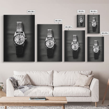 Classic Wrist Watch Wall Art, Watch Art, Watch Face, Black And White, Minimalist Print, Wall Decor, Canvas Print, Wall Art, Framed Canvas