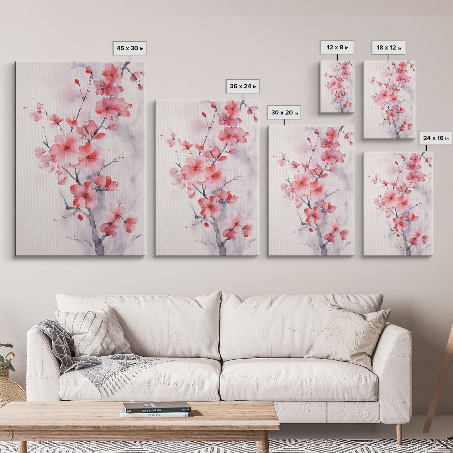 Cherry Blossom, Japanese Wall Art, Floral Wall Print, Nature Art, Canvas Print, Wall Art, Vertical Art, Modern Home Decor, Gift For The Home
