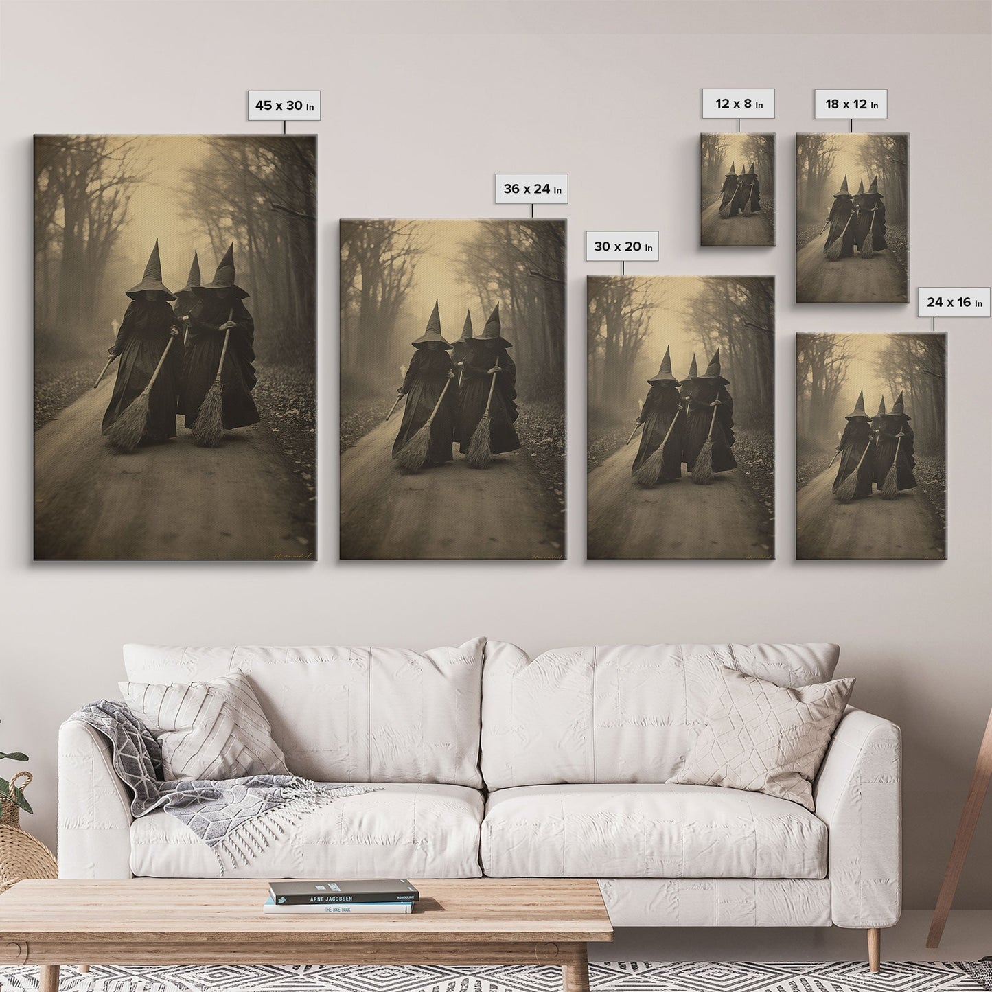 Black And White Art, Witch Wall Decor, Horror Art Print, Gothic Wall Art, Canvas Print, Wall Art, Vertical Print, Home Decor, Wall Decor