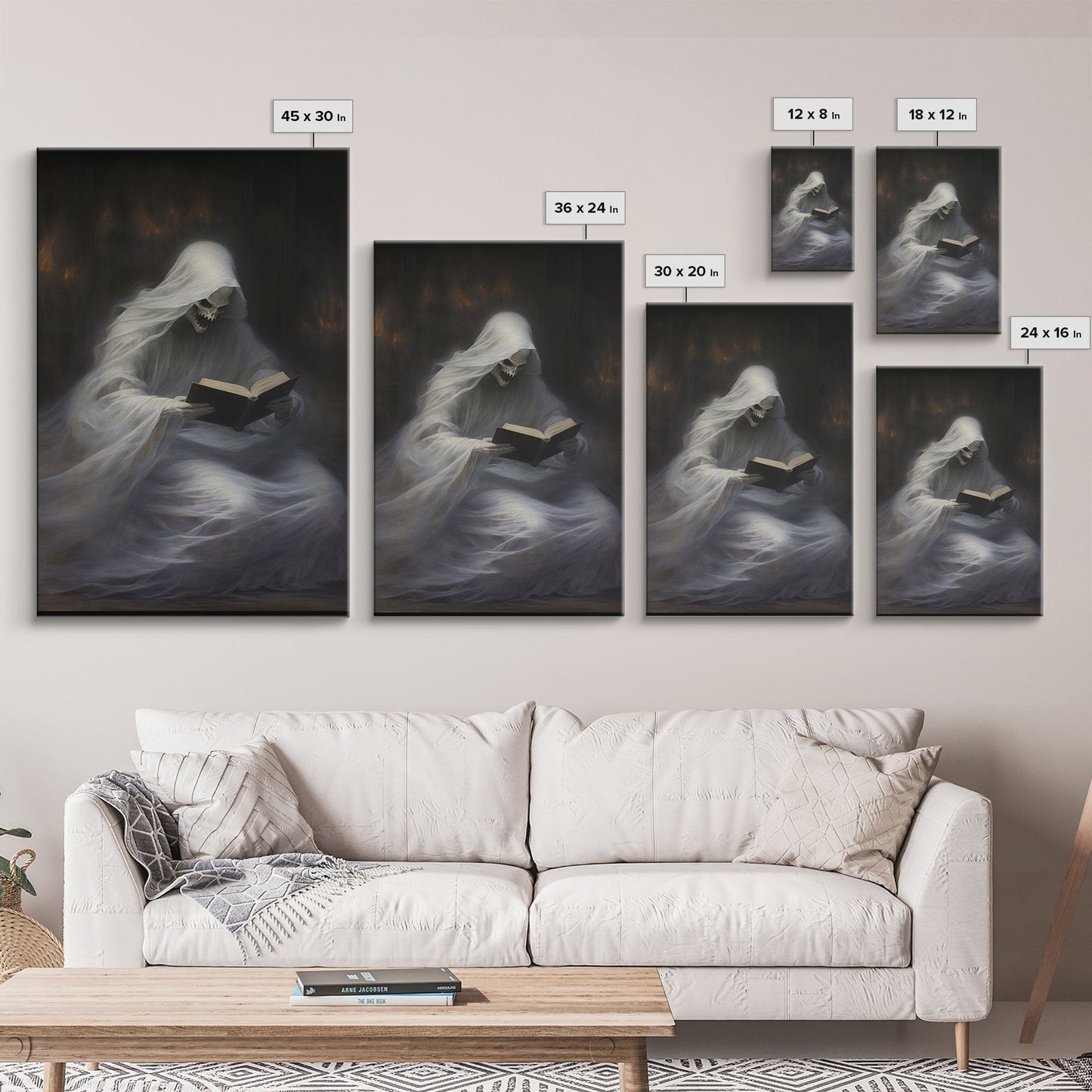 He's really into that book man, why is that ghost reading? Spooky Victorian Halloween Oil Painting Canvas Print, Halloween Decorations