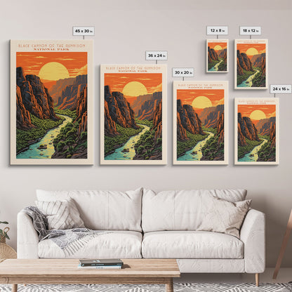 Black Canyon Of The Gunnison National Park Travel Poster Print, Canvas Print Wall Art, Colorado Travel Art, Midcentury Modern Travel Decor